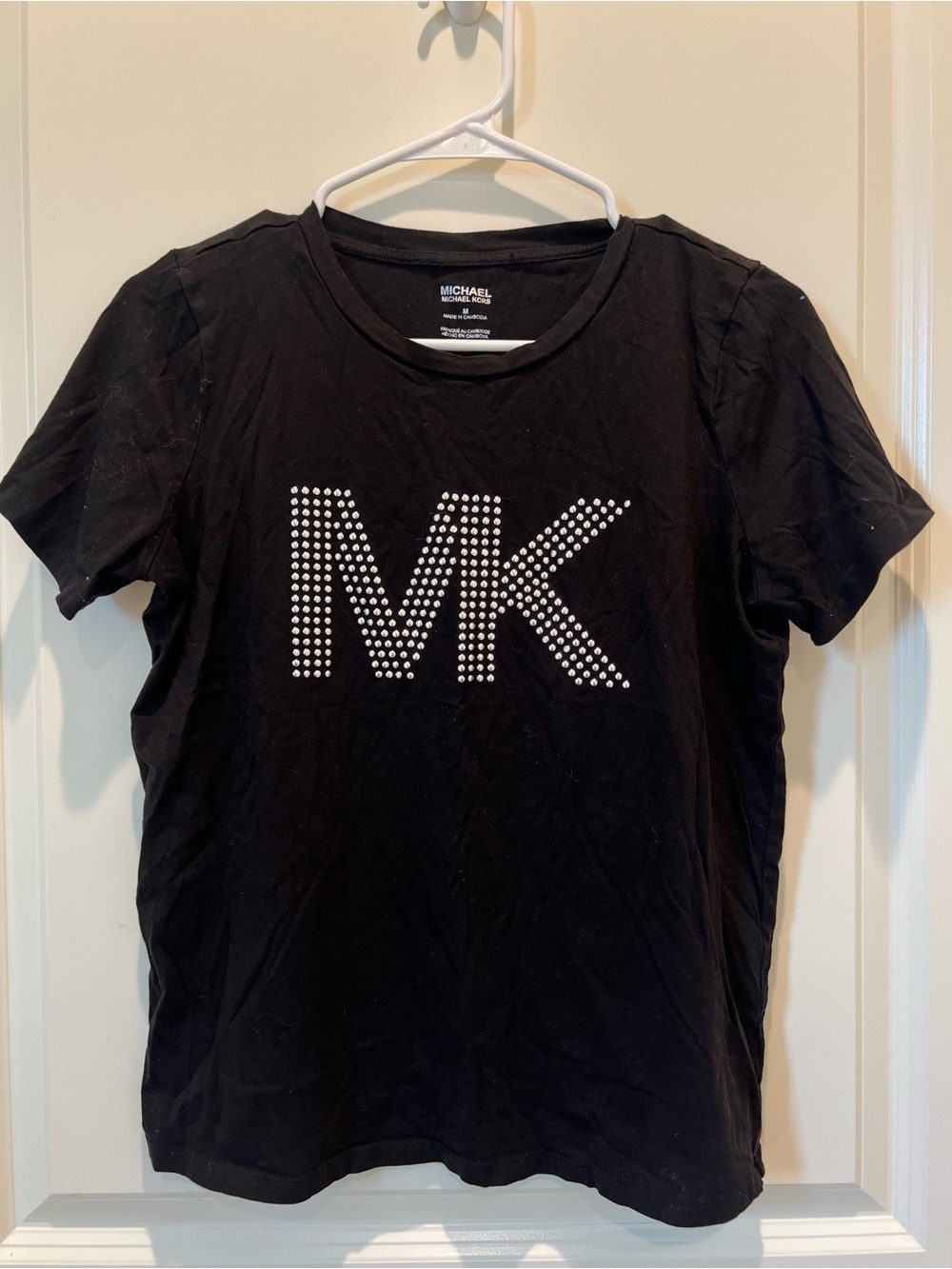 Michael Kors Black Tee with Studded MK Logo